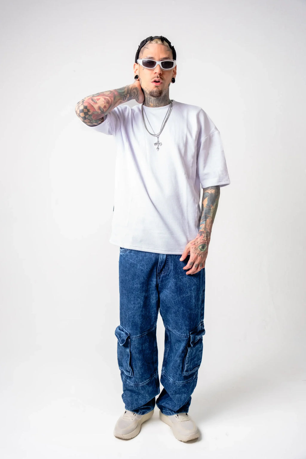 Pantalón Cargo Denim Azul stone Lavado