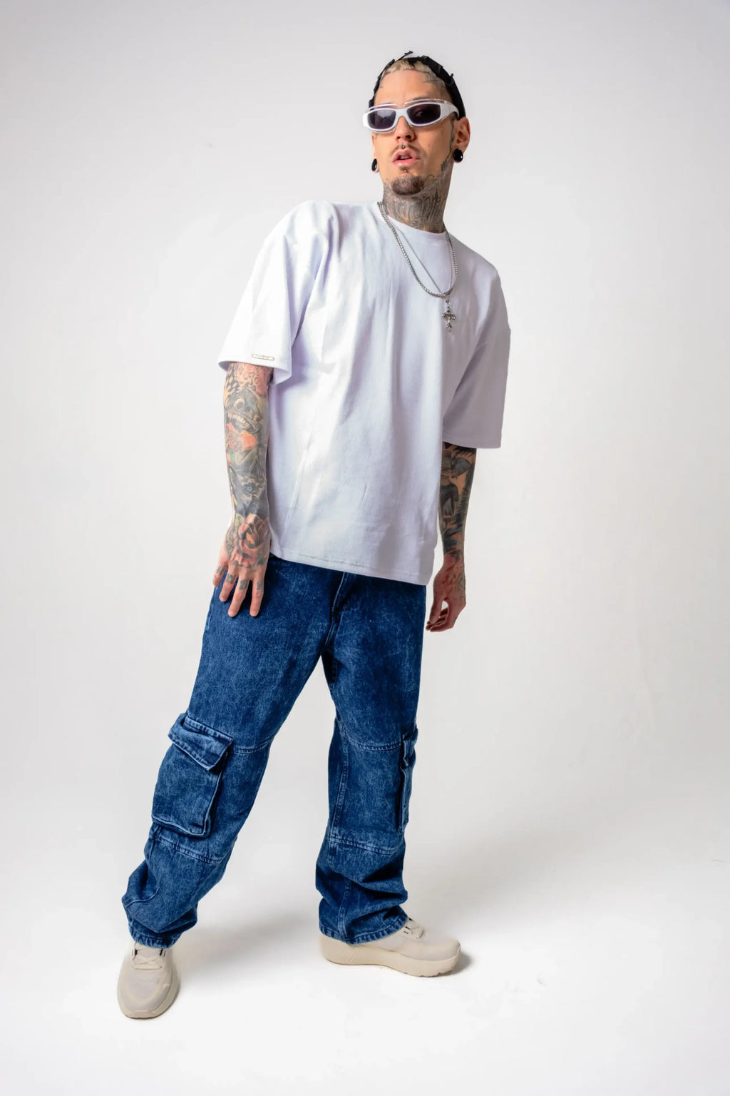 Pantalón Cargo Denim Azul stone Lavado