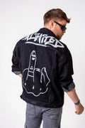 Chaqueta Oversize Denim Negra “Unlimited” con Gráfico Backprint