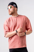 Camiseta Oversize Texturizada Rosa Palo