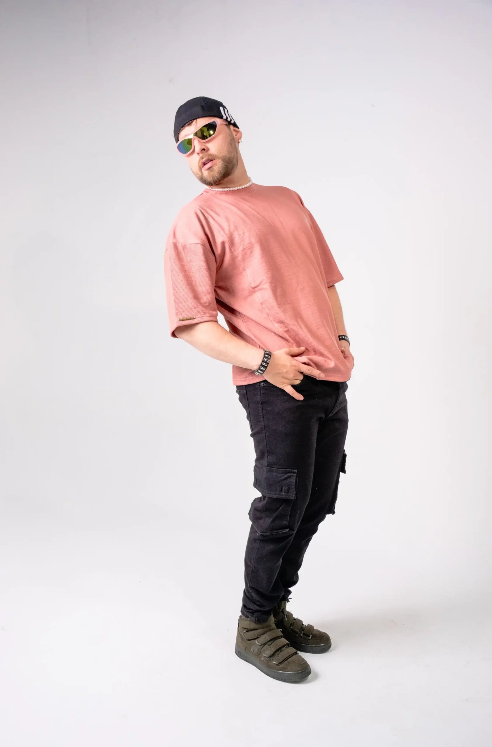 Camiseta Oversize Texturizada Rosa Palo