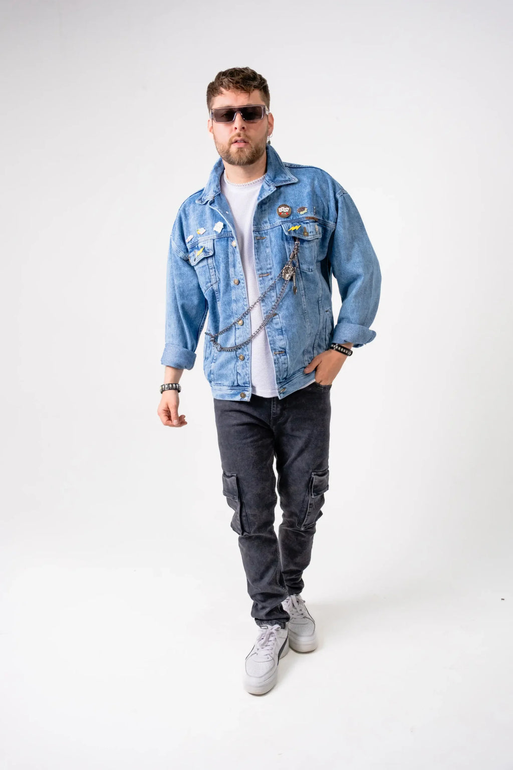 Jogger Cargo Skinny Negro Lavado