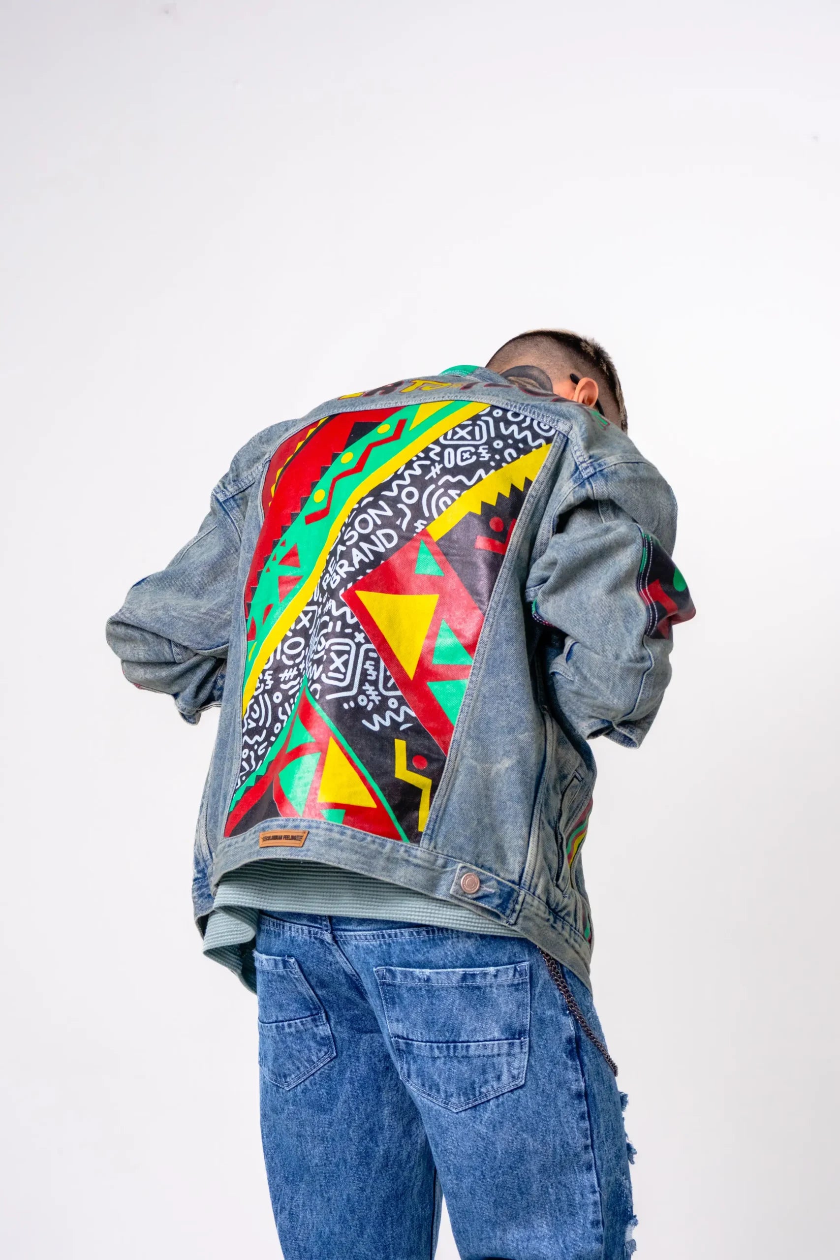 Chaqueta Denim dirty “Power to the People” Estilo Afro Pop