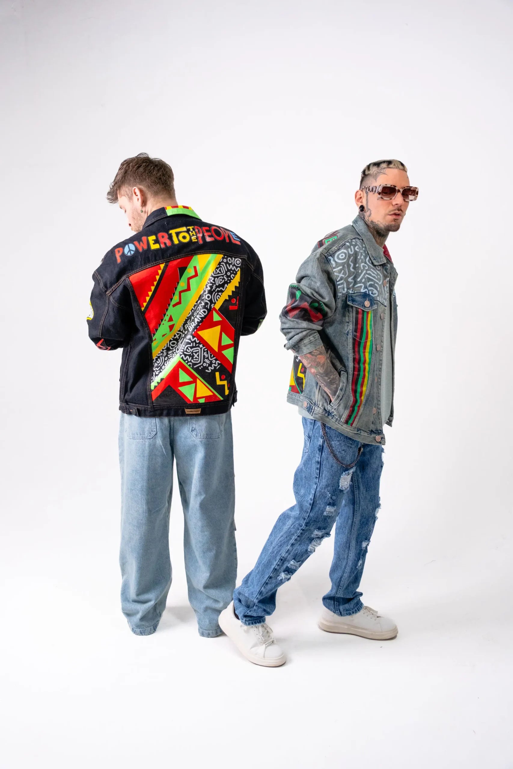 Chaqueta Denim dirty “Power to the People” Estilo Afro Pop