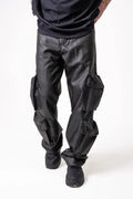 Pantalón Cargo Oversize Negro en Cuero Sintético