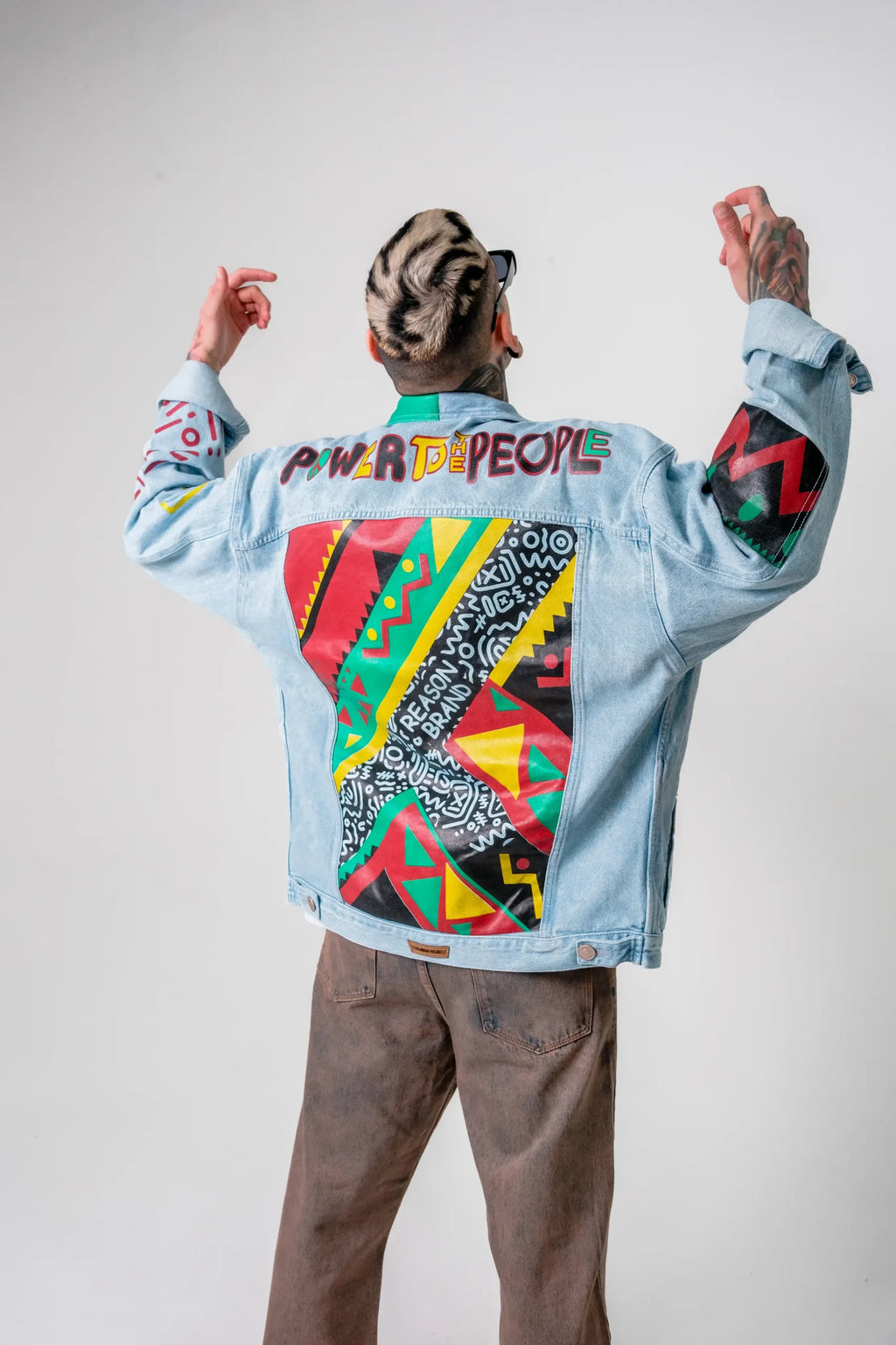Chaqueta Denim Claro “Power to the People” Estilo Afro Pop