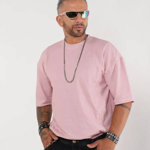 Camiseta Oversize Texturizada rosada - Estilo Minimalista Urbano