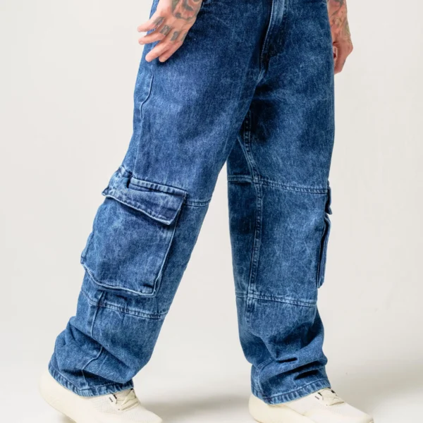 Pantalón Cargo Denim Azul stone Lavado