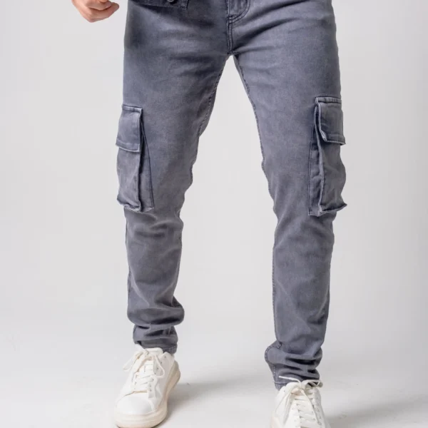 Jogger Cargo Skinny gris claro Lavado