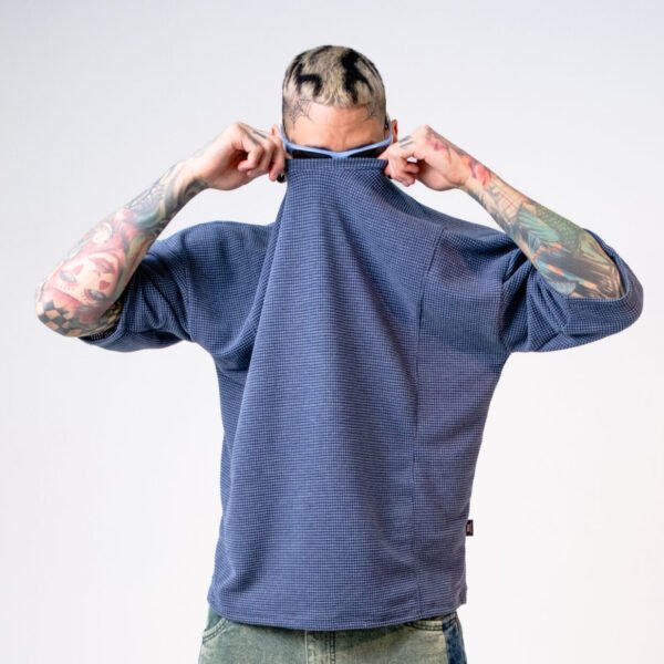 Camiseta Oversize Azul oscuro Texturizada Waffle