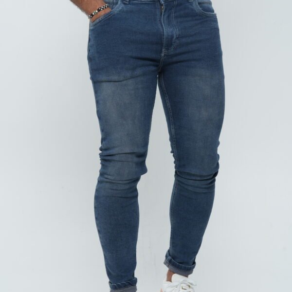 Jeans Hombre Skinny  "Dirty Wash" - Tono Índigo con Tinte Vintage y Roturas