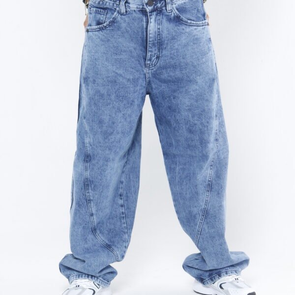 Jeans Baggy Fit - Azul Ácido (Acid Wash) con Cintura Ajustable