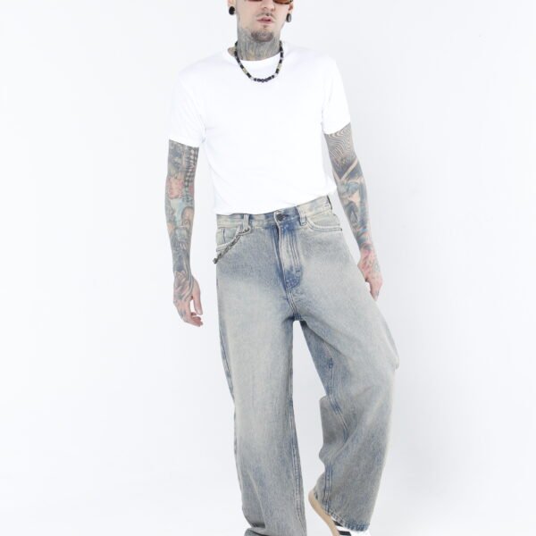 Jeans Hombre Super Baggy Color Mantequilla (Butter) - Denim Rígido con Pinzas